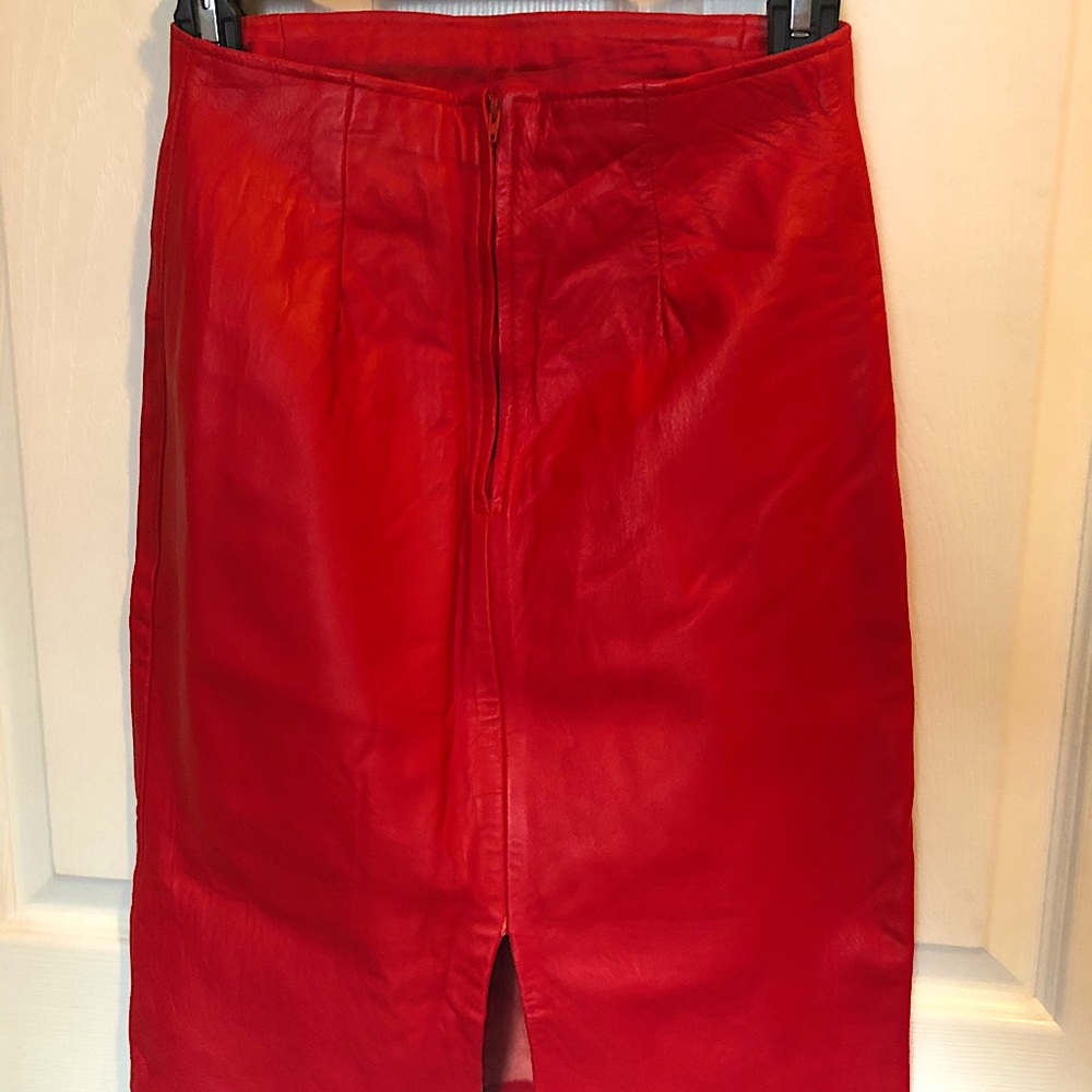 Vintage 80s red leather skirt